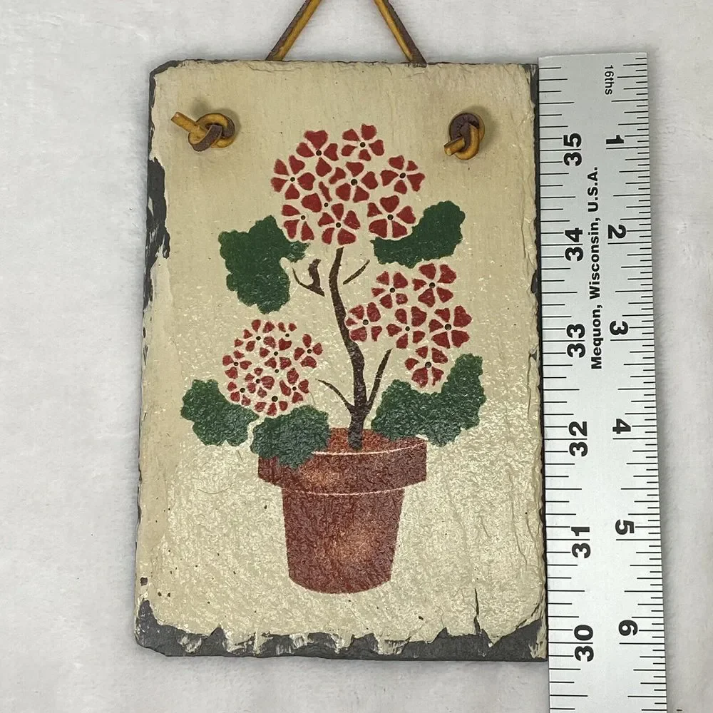 Handcrafted Slate Plaque flower Weather resistant 4